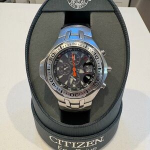 Citizen Eco-Drive Black and Silver Chronograph Watch